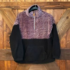 Sherpa color block quarter zip pullover